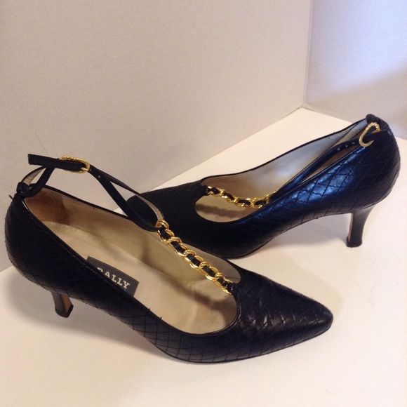 Bally Shoes - Bally Brandi Black Quilted T-Strap Leather Pumps